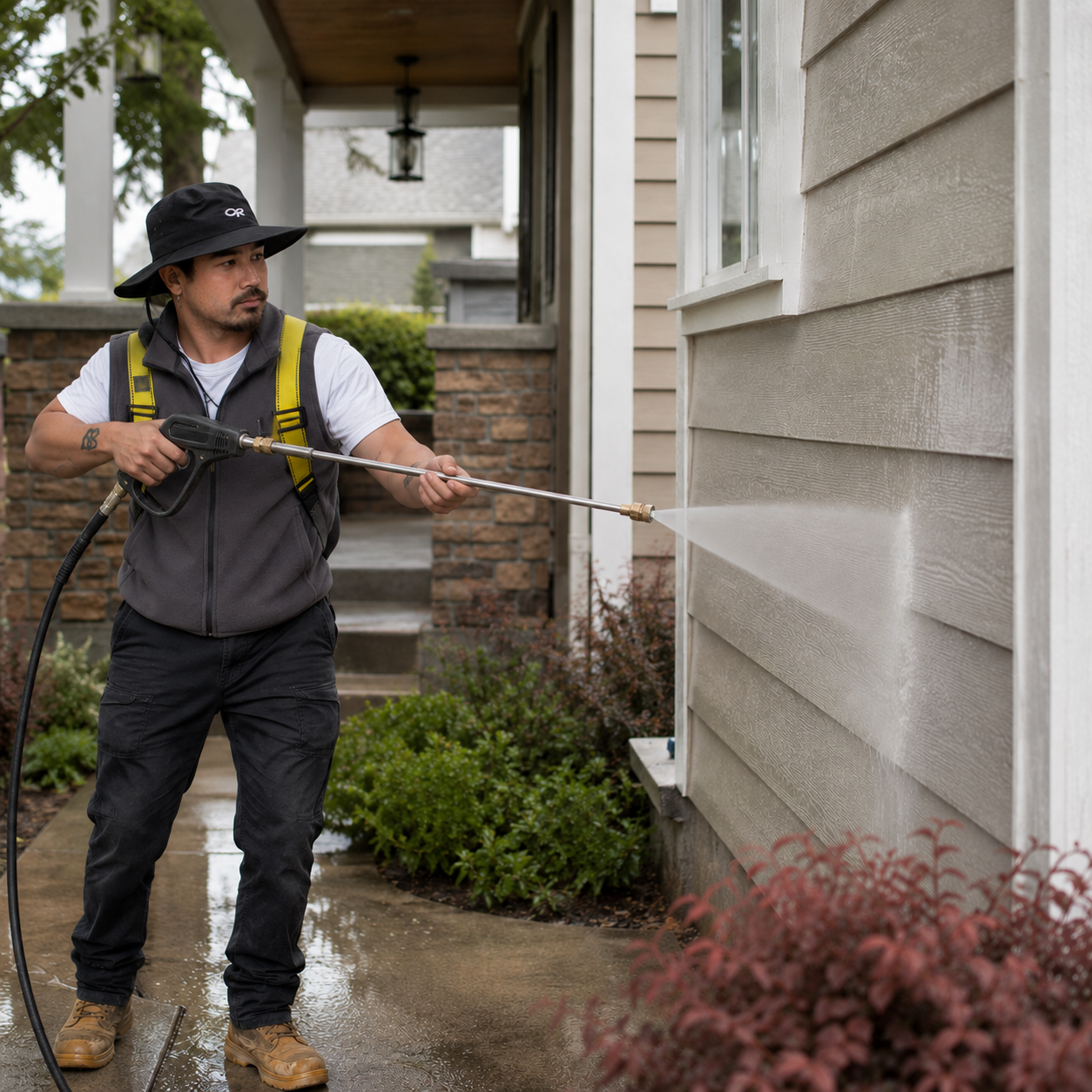 Small exterior pressure washing and cleaning